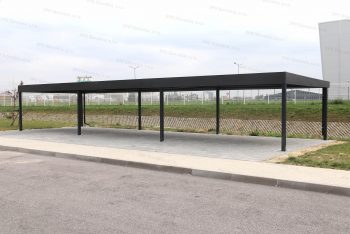 Dizájnos kocsibeálló antracit színben és ral 7016 színű oszlopokkal