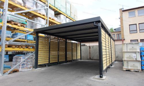Mobil GARDEON egyállásos kocsibeálló egy építőanyag-kereskedésben