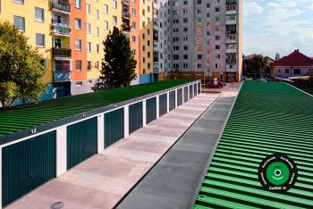 Sorgarázsok egymással szemben elhelyezve