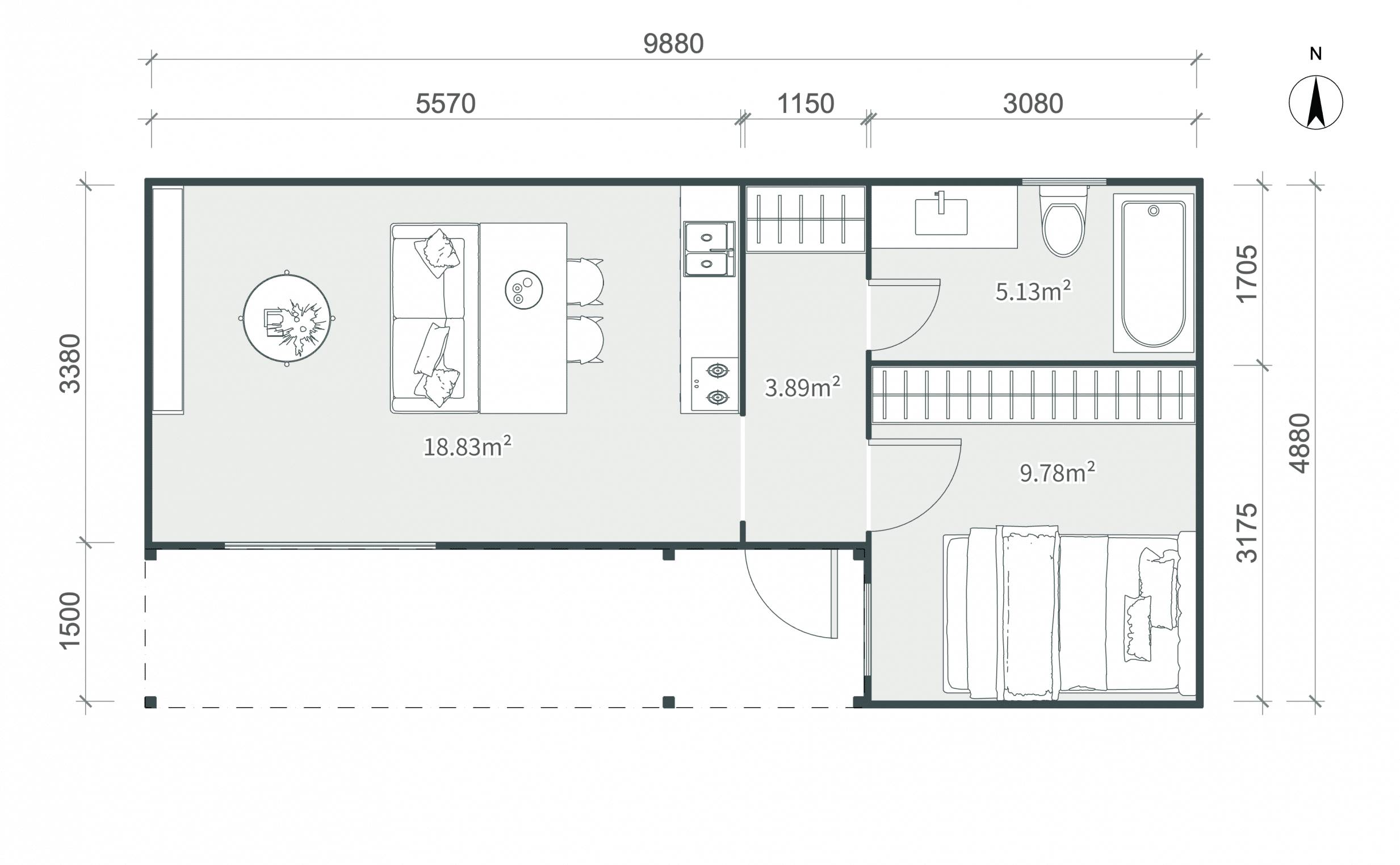 Alaprajz - Tiny House L